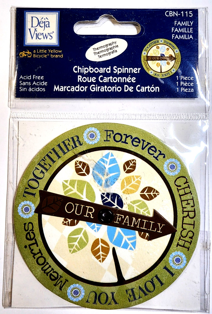 Deja Views Our Family Chipboard Spinner Glitter Ephemera Scrapbooking Family