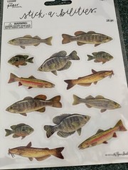 THE PAPER STUDIO STICKABILITIES STICKERS 2 SHEETS MULTI-COLOR FISH FISHING 26PCS