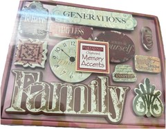 PORTAFOLI Chipboard Memory Accents Generations – Peach Stickers (New)