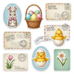 Choose ASet Bunny Rabbit Easter Tags Embellishments Junk Journal Scrapbook