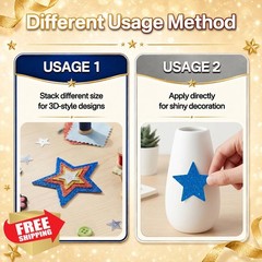 Matio Star stickers, glitter foam, gold silver