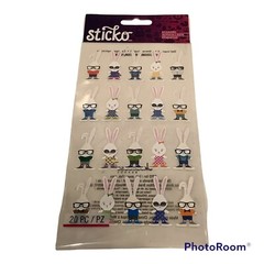 HIPSTER BUNNIES Sticko Stickers – Bunny Rabbits Sunglasses 20 stickers New!