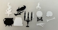 Halloween Die Cuts * Spooky Halloween Scene Setter * Three Sets * B&W Cardstock