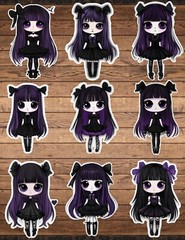 Kawaii Goth Girl Die Cut Vinyl Stickers Set Scrapbooking Laptop Waterbottle