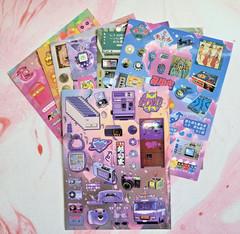 Japanese Retro Sticker Sheet Showa Heisei Era 70s 80s 90s Glossy – NEW