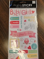 Baby Girl Theme Scrapbooking Stickers Mambisticks Glitter 1-6 Months Child