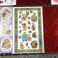 Vintage Sticker Lot Valentines Easter 6 Sheets AGC, Gibson, Hallmark, etc