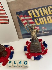 Patriotic July 4 USA 250 red, white, blue crafting lot figurines assemblage ++