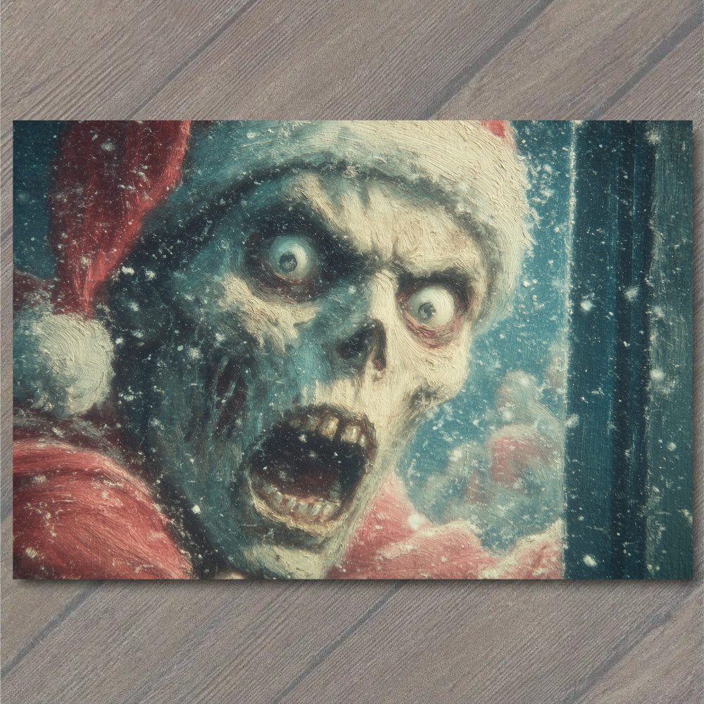 STICKER Zombie Santa Horror Christmas Undead Claus Creepy Snowy Window Scary H