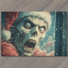 STICKER Zombie Santa Horror Christmas Undead Claus Creepy Snowy Window Scary H