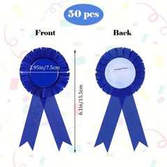 50 PCS Blank Award Ribbon Rosette Set Satin Participation Honorable Badge