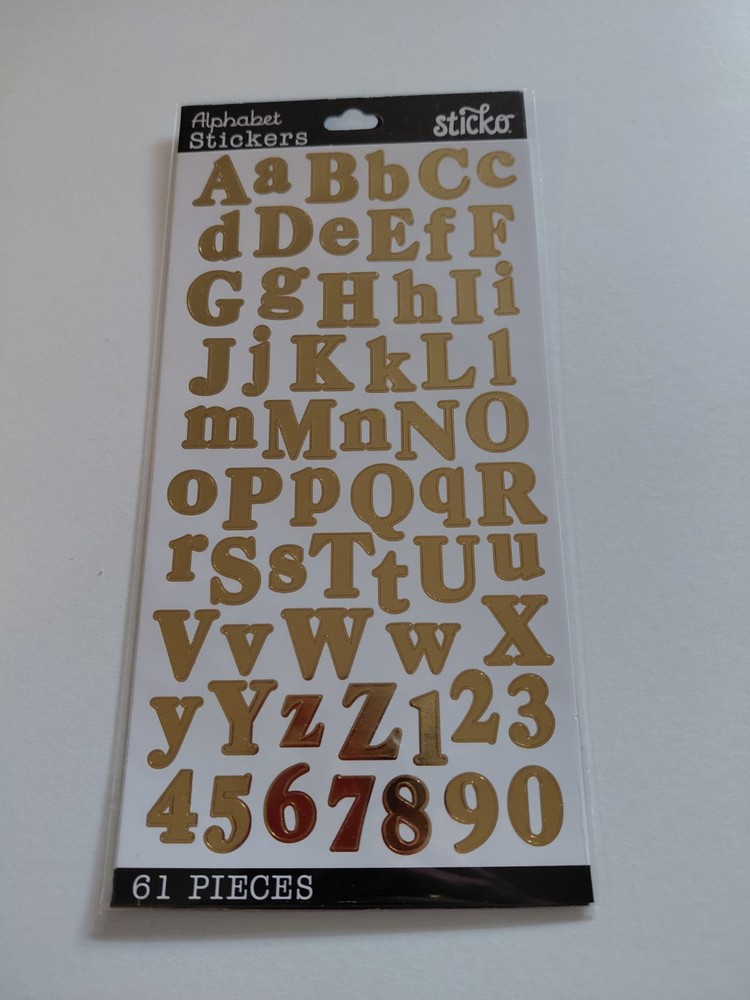 Stickers Sticko Gold Foil Calent Alphabet Letters Numbers Capitals Small