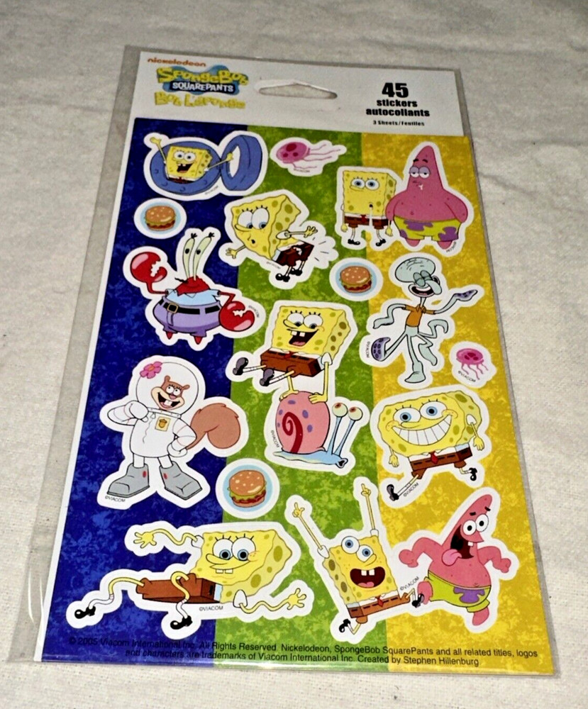 SpongeBob SquarePants Stickers 2010 Patrick Squidward Mr. Krabs Sandy Gary 45pcs