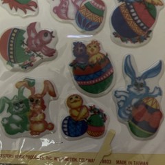 Easter Fluffy Puffy STICK-ONS 3-D Stickers NOS Taiwan Bright Colors Vintage 1981