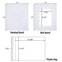 Acid Free 50 Pack 11×14 Pre-Cut Mat Board Show Kit for 8×10 Photos, Prints or…