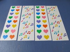 Vintage Mrs Grossmans Stickers Pastel Multi Color Hearts Small & Music Notes
