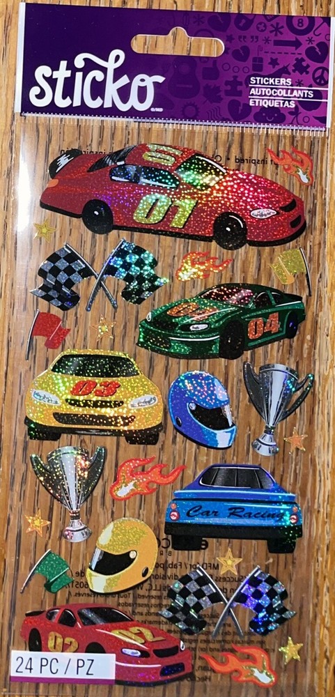 STICKO RACE CARS NASCAR BOY RACING Track Flags Pit Stop Light Scrapbook STICKERS