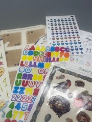 sticker lot scrapbook varied missing letters number birds heart stars nest READ