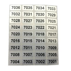 Black on Silver Labels, Consecutive Sequential Numbering Stickers 1000