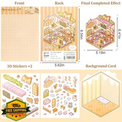 24 Sets 3D Sticker Scene, Sticker Therapy DIY, Kawaii 3D Stickers for Adults,…