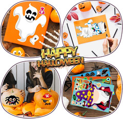 48 PCS Halloween Make-A-Face Stickers Halloween Characters Stickers for Kids Mak