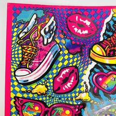 Vintage 1990 3M Sticker Sheet Rainbow Colors Sunglasses Lips Winged Sneakers