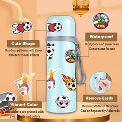 Kiouposy 100 PCS Cute Soccer Stickers, Water Bottle Stickers for Kids Teens, …