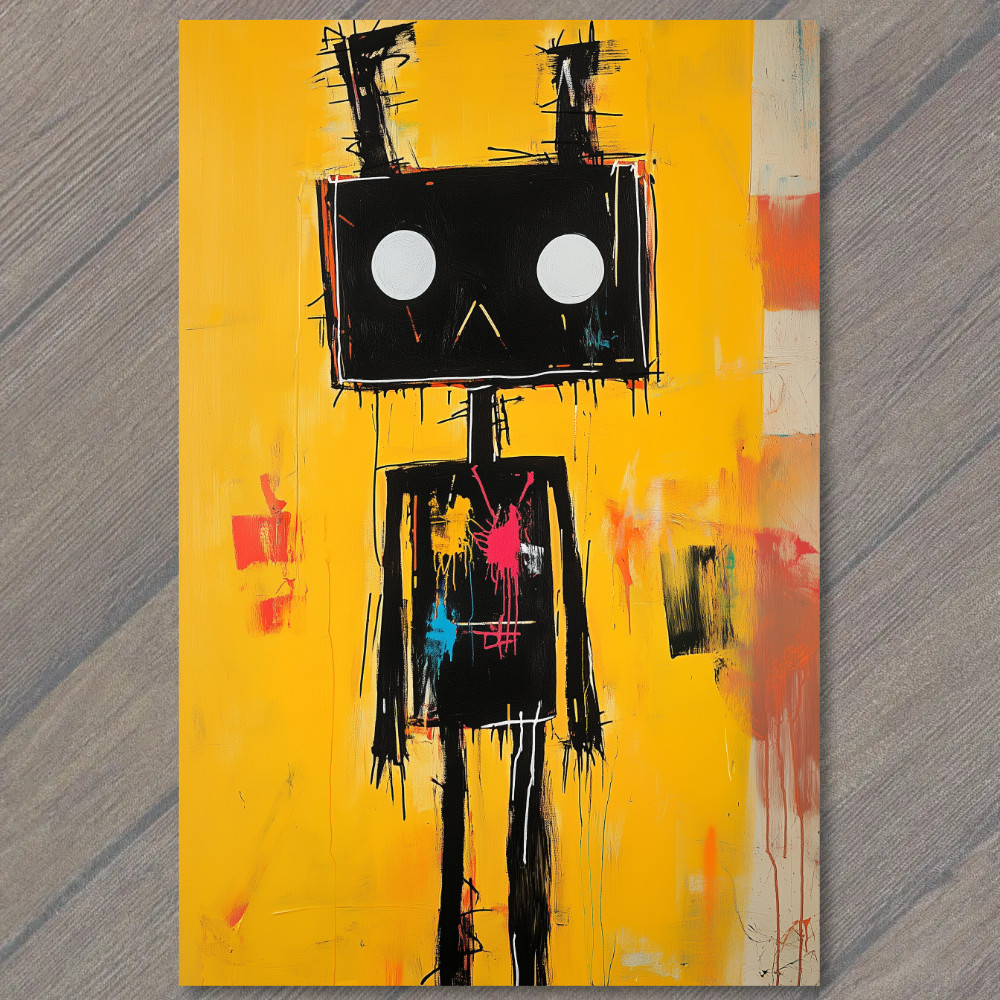 STICKER Retro Future Robot Bright Graffiti Yellow Red Glitch Vibes