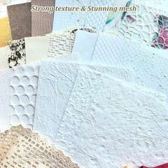 20 Unique A5 Textured Scrapbook Paper & Mesh Fabric Set, Handmade Craft Paper fo