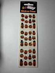 90s Sandylion Halloween Stick-er-Treat Prismatic Jack O Lantern Pumpkin Stickers