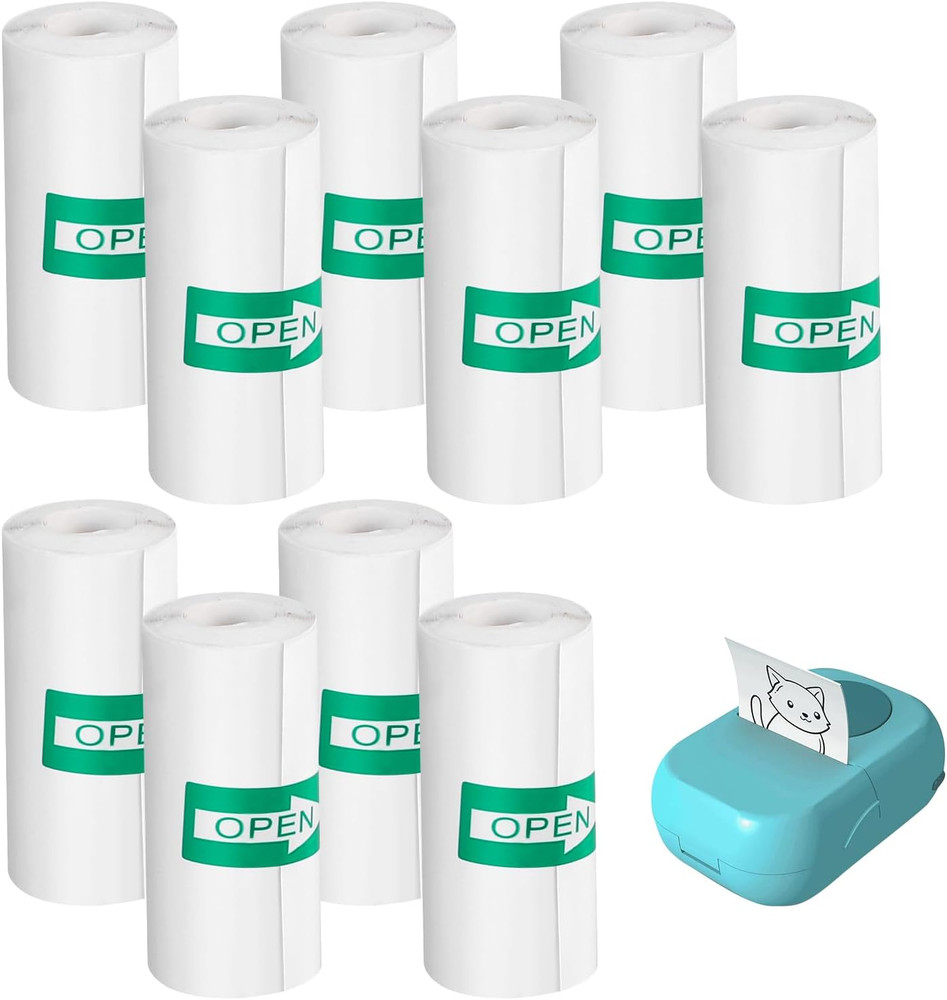 10 Rolls Sticker Maker Refill, 2.2 X 0.98 Inch, White Adhesive Stickers