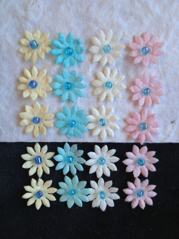 20 Pastel Mulberry Paper Flowers Handmade Miniatures Cards Baby babies Shower
