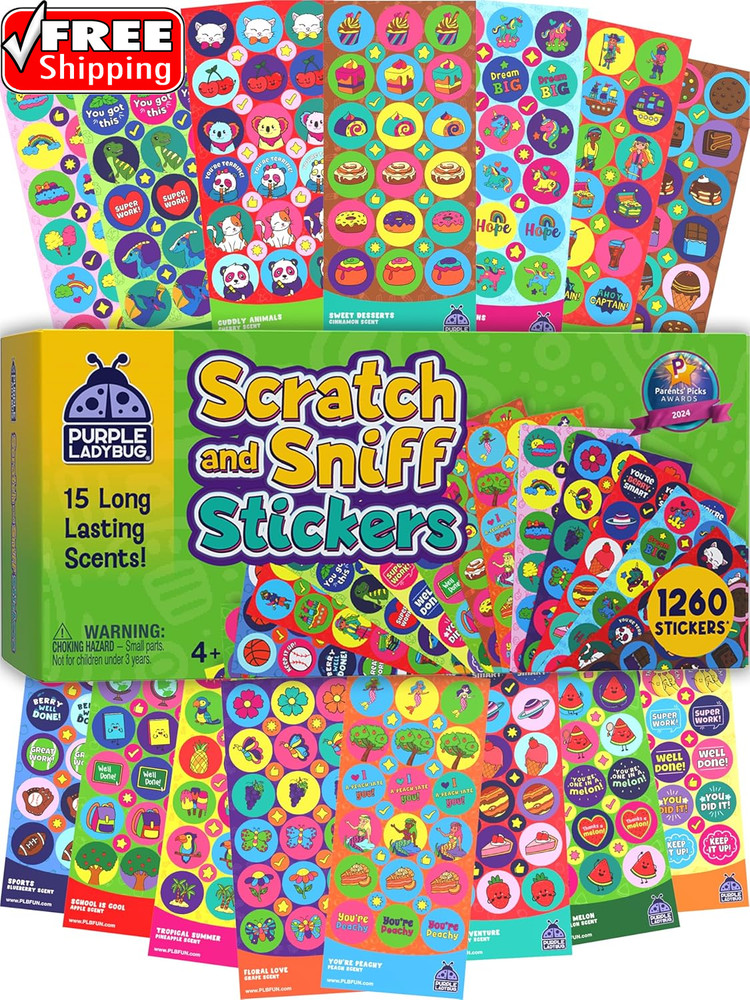 1260 Variety Scratch and Sniff Stickers – Classroom Decor with 15 Unique Scents