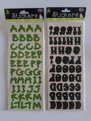 Lot of 2 Provo Craft Green Black Alphabiggies Letters Numbers Acid-Free Stickers