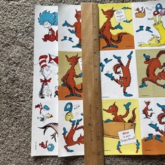 RARE! Dr. Seuss CAT IN THE HAT & FOX in SOCKS Stickers 2 Complete Sheets 8.5×11
