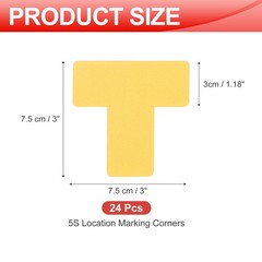 5S Location Marking Corner, (3x3x1.2 Inch, Yellow) (24Pcs), T-shaped Sticker