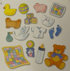 BABY Vellum Die-Cuts(15pc) Memories Forever•Footprint •Stork•Teddybear •Newborn•