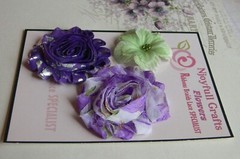PURPLE WHITE Floral – GREEN & SILVER Fabric Lace Flower Mixes 50-60mm – N3 B NJC