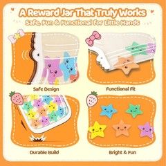 Magnetic Reward Jar for Kids, 25 Star Tokens, Classroom Behavior Chart