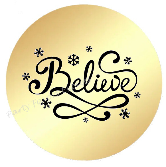 GOLD FOIL BELIEVE ENVELOPE SEALS LABELS STICKERS PARTY FAVORS