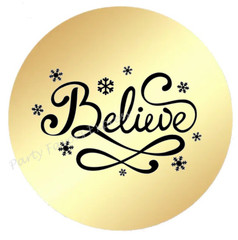 GOLD FOIL BELIEVE ENVELOPE SEALS LABELS STICKERS PARTY FAVORS