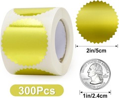 Embossing Stickers 300 Pcs 2» Gold Foil Seals Self-Adhesive Envelope Labels