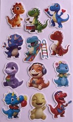 SET #1 ~ 12 Cute Dinosaur Stickers ~ Junk Journal Supplies Kids Scrapbooks