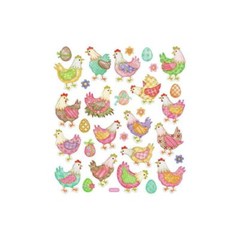 Crafts Stickers Chickens in Plaid Clothes Eggs Nest Flowers Bows Gold Foil Trim