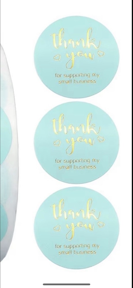 40 PCs Round 1” Thank You For Supporting My Small Business Stickers Mint Green