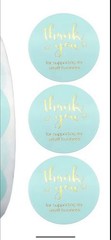 40 PCs Round 1” Thank You For Supporting My Small Business Stickers Mint Green