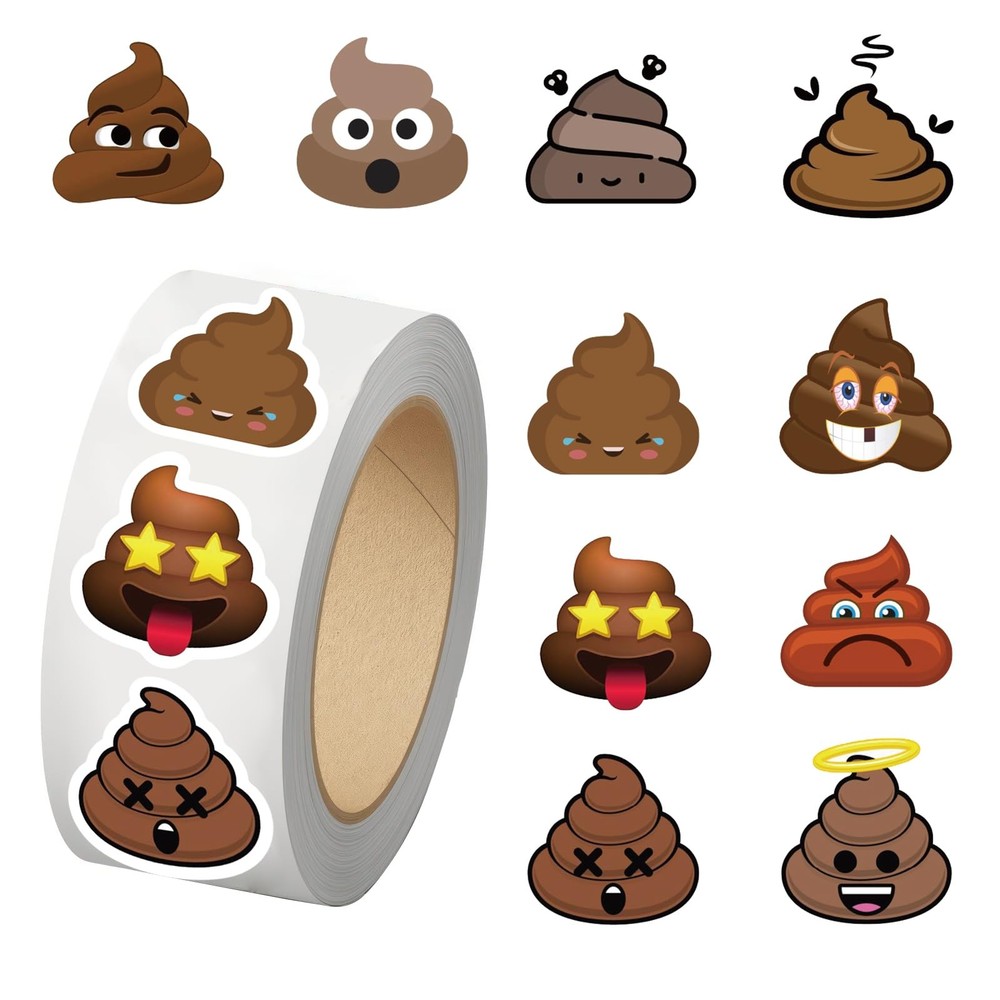 500PCS Poop Stickers 10 Styles Sticker Rolls Funny Meme Stickers Poop Party F…