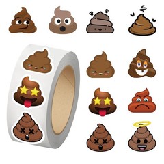 500PCS Poop Stickers 10 Styles Sticker Rolls Funny Meme Stickers Poop Party F…