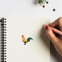 Rooster Stickers 1In for Scrapbooking, Arts, Craft, Kids DIY, Calendars Journals