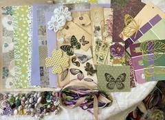 SUMMER BUTTERFLY GARDEN Junk Journal —HUGE VARIETY Paper Buttons Beads Ribbons